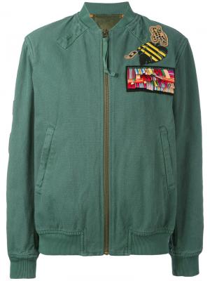 Куртка-бомбер с нашивками Mr & Mrs Italy. Цвет: зеленый
