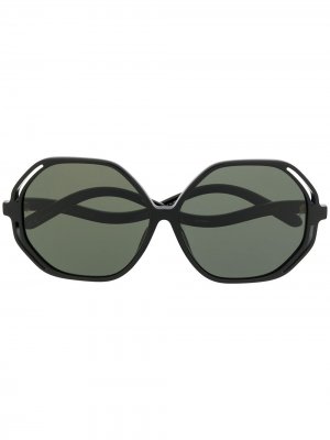 Солнцезащитные очки в массивной оправе Linda Farrow. Цвет: черный
