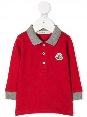 Рубашка поло с длинными рукавами и логотипом Moncler Enfant. Цвет: красный