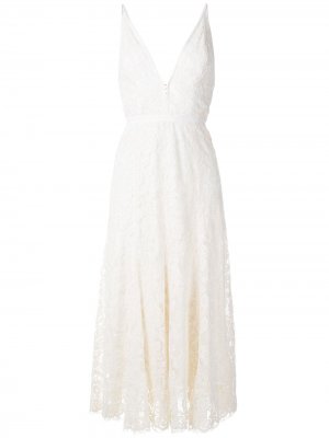 Кружевное платье миди Eva. Цвет: белый