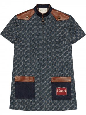 Джинсовое платье из органического денима Gucci. Цвет: синий