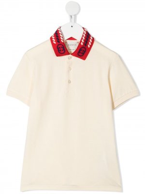 Рубашка поло с короткими рукавами Gucci Kids. Цвет: нейтральные цвета