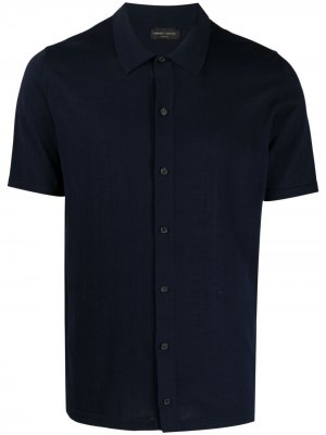 Трикотажная рубашка с короткими рукавами Roberto Collina. Цвет: синий