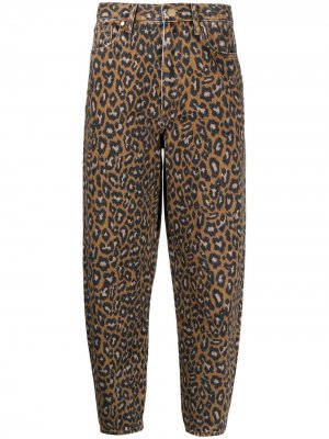 Укороченные джинсы Zeland с леопардовым принтом Essentiel Antwerp. Цвет: коричневый