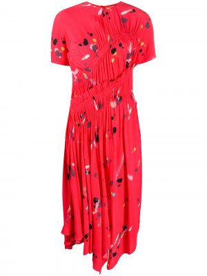 Платье миди с эффектом разбрызганной краски Preen Line. Цвет: красный