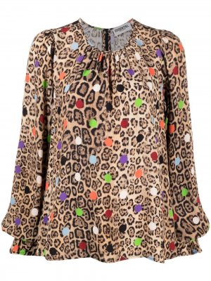 Драпированная блузка с леопардовым принтом Essentiel Antwerp. Цвет: нейтральные цвета