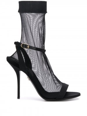 Прозрачные босоножки-носки на шпильке Dolce & Gabbana. Цвет: черный