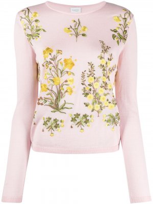 Джемпер с цветочной вышивкой Giambattista Valli. Цвет: розовый