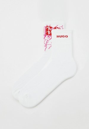 Носки 2 пары Hugo. Цвет: белый