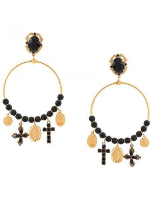Круглые серьги с подвесками Dolce & Gabbana. Цвет: золотистый