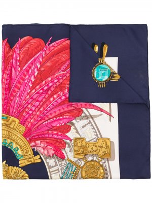 Шарф Egyptian Feathers pre-owned Hermès. Цвет: синий