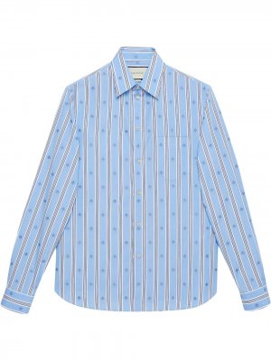 Рубашка из ткани филькупе в полоску Gucci. Цвет: синий