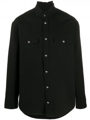Джинсовая куртка-рубашка с логотипом Balmain. Цвет: черный