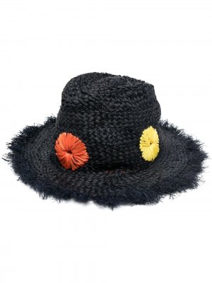Плетеная шляпа с бахромой PAUL SMITH. Цвет: черный