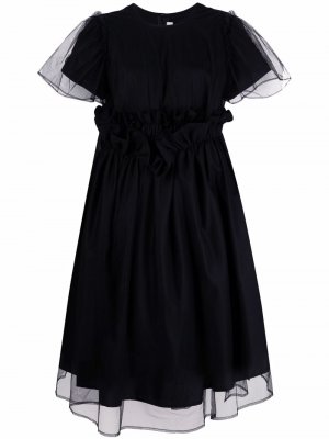 Расклешенное платье миди со вставкой из тюля Comme Des Garçons Noir Kei Ninomiya. Цвет: черный
