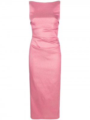 Платье миди из ткани ламе Talbot Runhof. Цвет: розовый