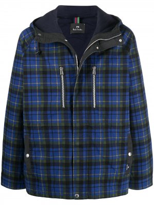 Клетчатая куртка с капюшоном PS Paul Smith. Цвет: синий