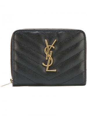 Маленький кошелек с декором Monogram Saint Laurent. Цвет: черный
