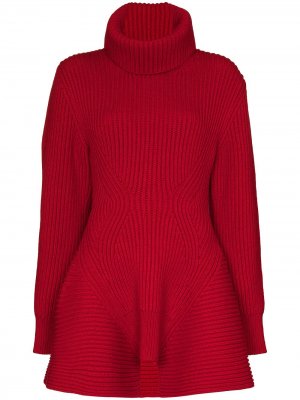 Удлиненный свитер с высоким воротником Alexander McQueen. Цвет: красный