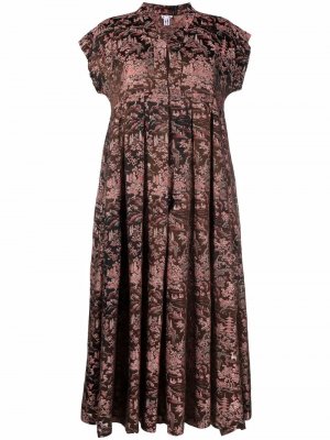 Платье миди с цветочной вышивкой и складками Comme Des Garçons. Цвет: черный