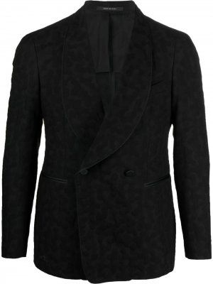 Двубортный пиджак с леопардовым принтом Tagliatore. Цвет: черный