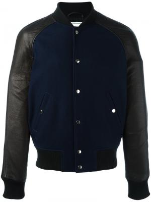 Куртка-бомбер с контрастными панелями Ami Alexandre Mattiussi. Цвет: синий