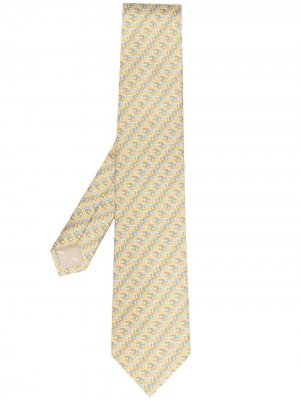 Жаккардовый галстук с узором Gancini Salvatore Ferragamo. Цвет: желтый