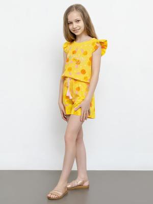 Пижама для девочек (футболка и шорты) Mark Formelle. Цвет: апельсины на желтом