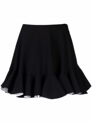 Мини-юбка А-силуэта с оборками Versace. Цвет: черный