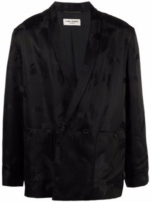 Двубортный жаккардовый пиджак Saint Laurent. Цвет: черный