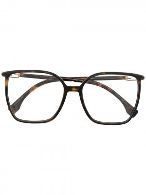 Очки в массивной квадратной оправе Fendi Eyewear. Цвет: коричневый