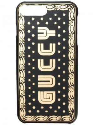 Чехол для iPhone 8 Plus с логотипом Guccy Gucci. Цвет: черный