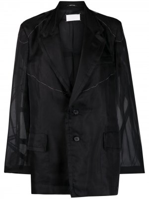 Однобортный пиджак с прозрачными вставками Maison Margiela. Цвет: черный