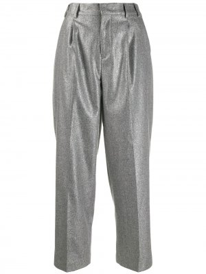 Укороченные брюки с эффектом металлик Pt01. Цвет: серебристый