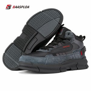 Baasploa зимняя мужская хлопковая обувь, кожаная удобная походная водонепроницаемые теплые уличные кроссовки, нескользящие, износостойкие
