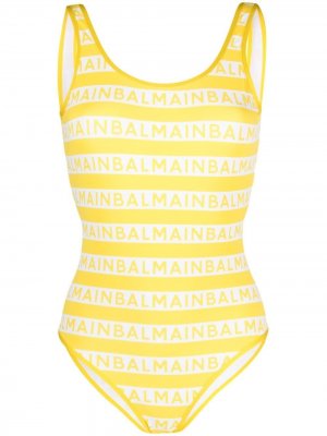 Купальник с логотипом Balmain. Цвет: желтый