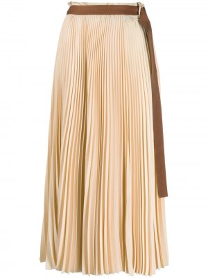 Плиссированная юбка с поясом Alysi. Цвет: нейтральные цвета