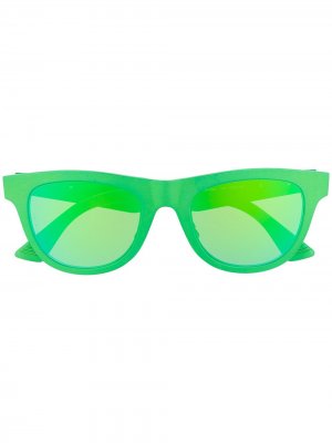 Солнцезащитные очки в круглой оправе Bottega Veneta Eyewear. Цвет: зеленый