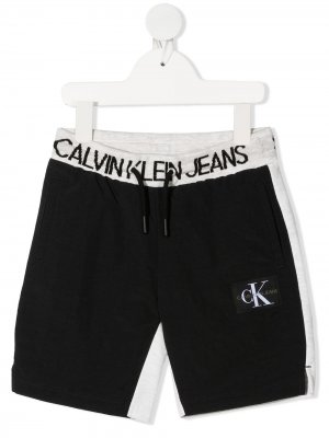 Шорты с логотипом на поясе Calvin Klein Kids. Цвет: черный