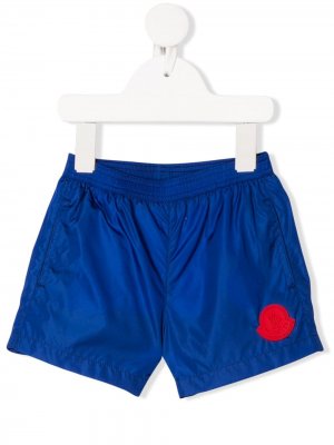 Плавки-шорты с логотипом Moncler Enfant. Цвет: синий