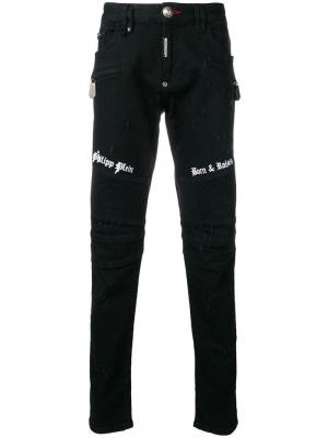 Состаренные прямые джинсы Philipp Plein. Цвет: черный