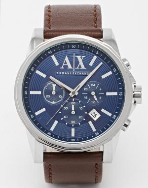Часы с кожаным ремешком  AX2501 Armani Exchange. Цвет: коричневый