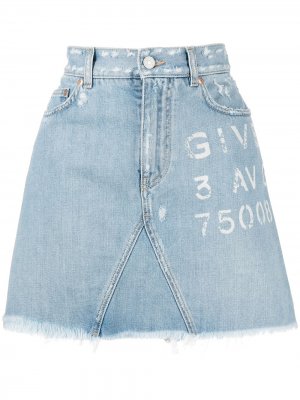 Джинсовая юбка с логотипом Givenchy. Цвет: синий