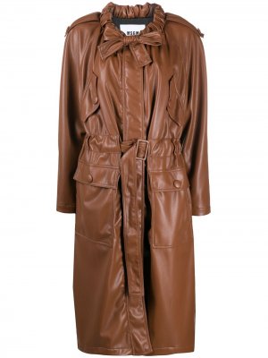 Пальто с оборками на воротнике MSGM. Цвет: коричневый