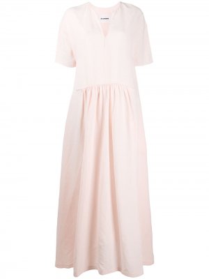 Платье макси с V-образным вырезом Jil Sander. Цвет: розовый