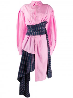Платье-рубашка асимметричного кроя с запахом Natasha Zinko. Цвет: розовый
