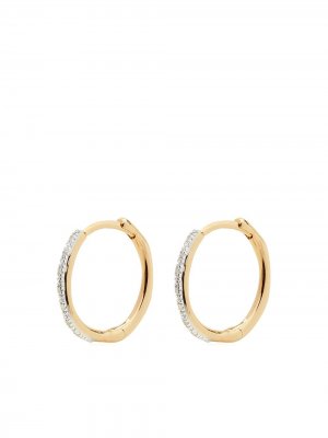 Позолоченные серьги-кольца Riva Wave с бриллиантами Monica Vinader. Цвет: золотистый