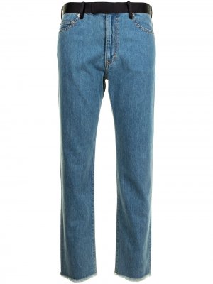 Прямые джинсы с контрастной вставкой на поясе Sueundercover. Цвет: синий
