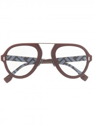 Солнцезащитные очки-авиаторы с логотипом Fendi Eyewear. Цвет: красный