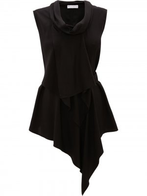 Блузка асимметричного кроя с драпировкой JW Anderson. Цвет: черный